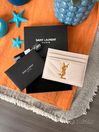 Portacarte Saint Laurent in pelle Bianco cipria