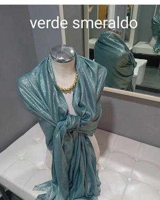 stola coprispalle verde smeraldo tessuto luccica