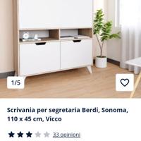 Scrivania a scomparsa Vicco bianca e rovere