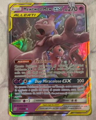 carta Pokémon Mewtwo e Mew-GX (Alleati)