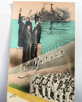 Cartolina epoca fascista "UN SALUTO DAL MARINAIO"