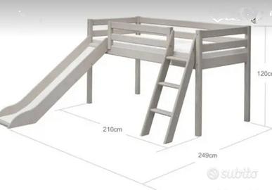 letto con scivolo e Torre. in legno massello.