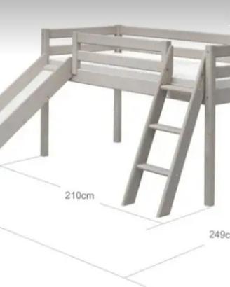 letto con scivolo e Torre. in legno massello.