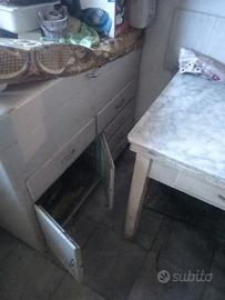 Tavolo antico legno e marmo