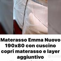 Materasso singolo Emma mai usato con cuscino