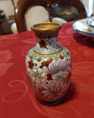 Vasetto Cloisonné vintage fondo celeste