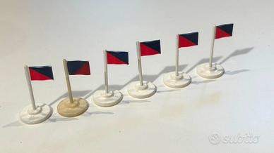 Subbuteo 6 bandierine rosso/blu, C 188, originali
