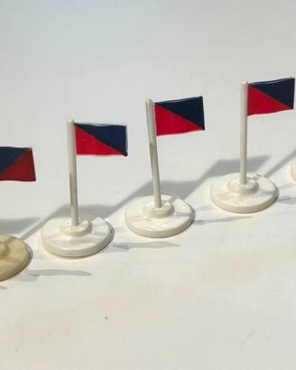 Subbuteo 6 bandierine rosso/blu, C 188, originali
