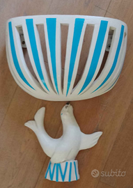 LAMPADA DA MURO IN TERRACOTTA FATTA E DECORATA A M