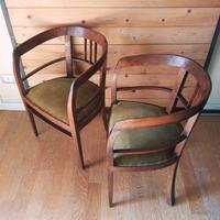 Poltroncine art-déco in legno di mogano e velluto 