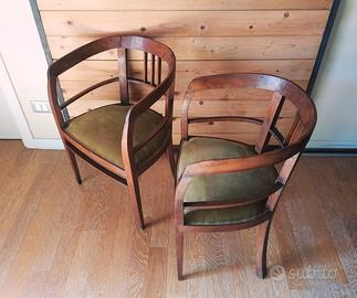 Poltroncine art-déco in legno di mogano e velluto 