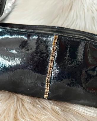Borsa SAX nera Lucida con Strass Y2K