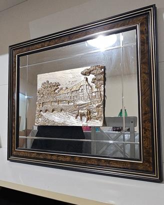 Quadro specchio vintage in argento 925 - paesaggio