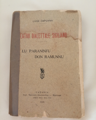 Libro antico Capuana Teatro Dialettale Siciliano