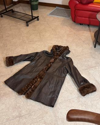 Cappotto Donna Pelle e Pelliccia Made Italy Tg 44
