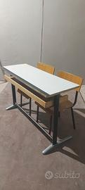 banco doppio con sedie scuola bambino  105x38xh65