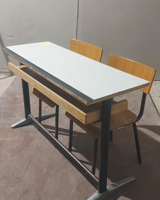 banco doppio con sedie scuola bambino  105x38xh65
