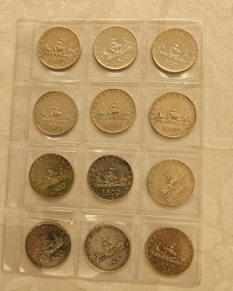 Monete 500 lire argento lotto 12 Pezzi