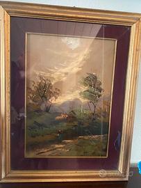 Quadro paesaggio con donna firma Antonio Giordano