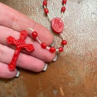 Collana rosario vintage rosso