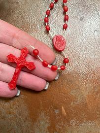 Collana rosario vintage rosso