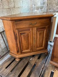 Angolo porta tv 2 ante + cassetto in legno di noce