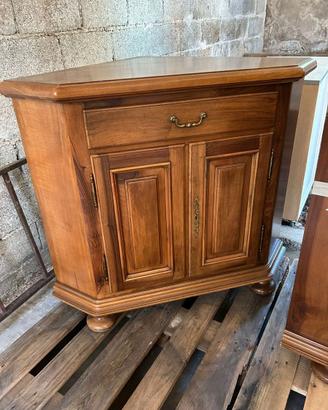 Angolo porta tv 2 ante + cassetto in legno di noce