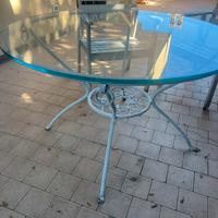 Tavolo vetro ferro battuto