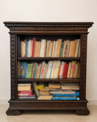 Libreria bassa antica intagliata stile umbertino