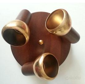 APPLIQUE VINTAGE legno e ottone