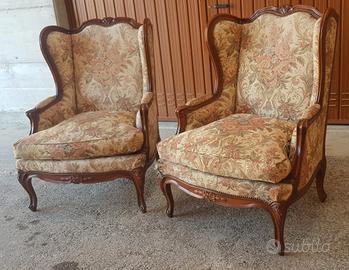 Coppia poltrone stile classico Luigi XV – legno e 