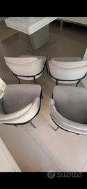 4 sedie poltroncine  in tessuto grigio 