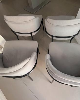 4 sedie poltroncine  in tessuto grigio 
