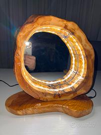 Specchio con cornice in legno di ulivo salentino