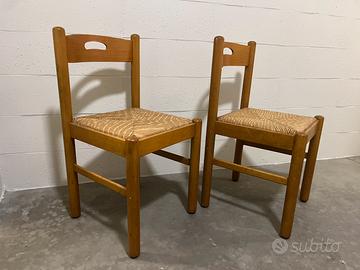 2 SEDIE massello impagliate