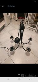 lampadario ferro battuto nero 5 bracci