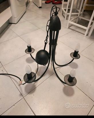 lampadario ferro battuto nero 5 bracci