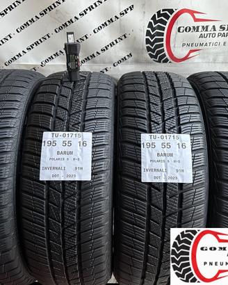 4 PNEUMATICI 195/55 R16 BARUM INVERNALI 90%