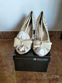 Scarpe donna vera pelle n 40 Beige eleganti 