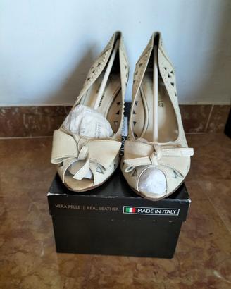 Scarpe donna vera pelle n 40 Beige eleganti 
