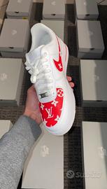 Air force 1 bianche fatte a mano nuove con scatola
