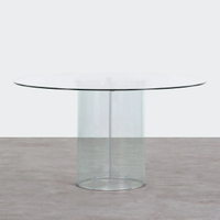 Tavolo pranzo in cristallo con 4 sedie in pelle