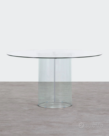 Tavolo pranzo in cristallo con 4 sedie in pelle