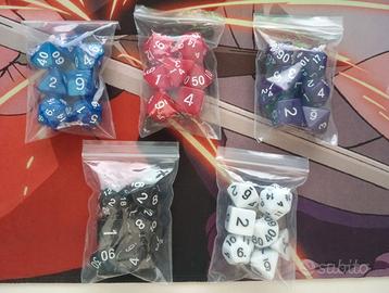 5x SET DADI D20 DUNGEONS DRAGONS PATHFINDER FABULA