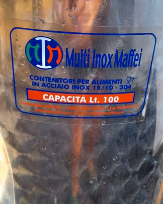 Contenitore Fusto in Acciaio Inox 100lt per Vino /