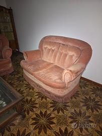 Salotto Vintage Velluto Pesca Anni '50
