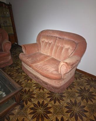 Salotto Vintage Velluto Pesca Anni '50