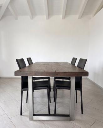 Tavolo rovere massello fumè 180x90 + 4 sedie