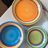 Set 9 piatti cucina ceramica arancio blu verde
