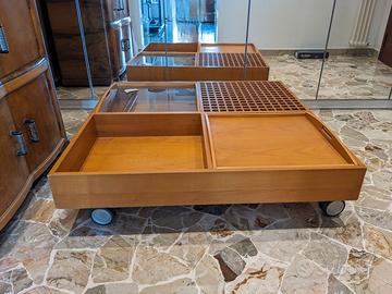 Tavolino salotto contenitore anni '60 forma Hauner